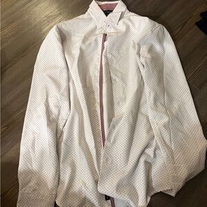 White Polka Dot Button-Up Shirt